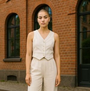 Ambercrombie Fitch Cream Colored Linen Blend Vest SZ XS